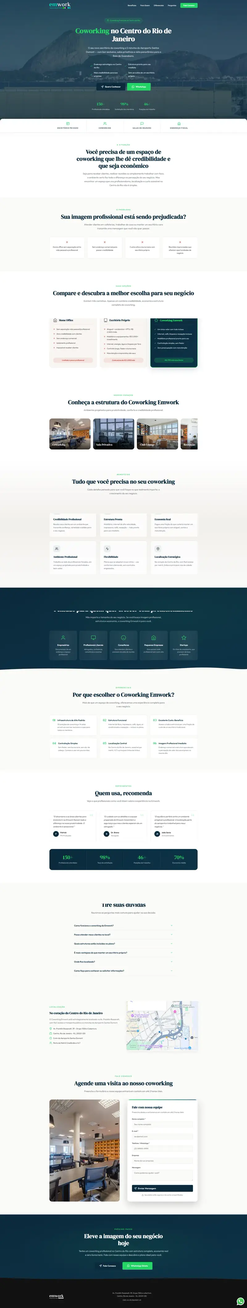 Site do emworkrio — coworking no centro do Rio