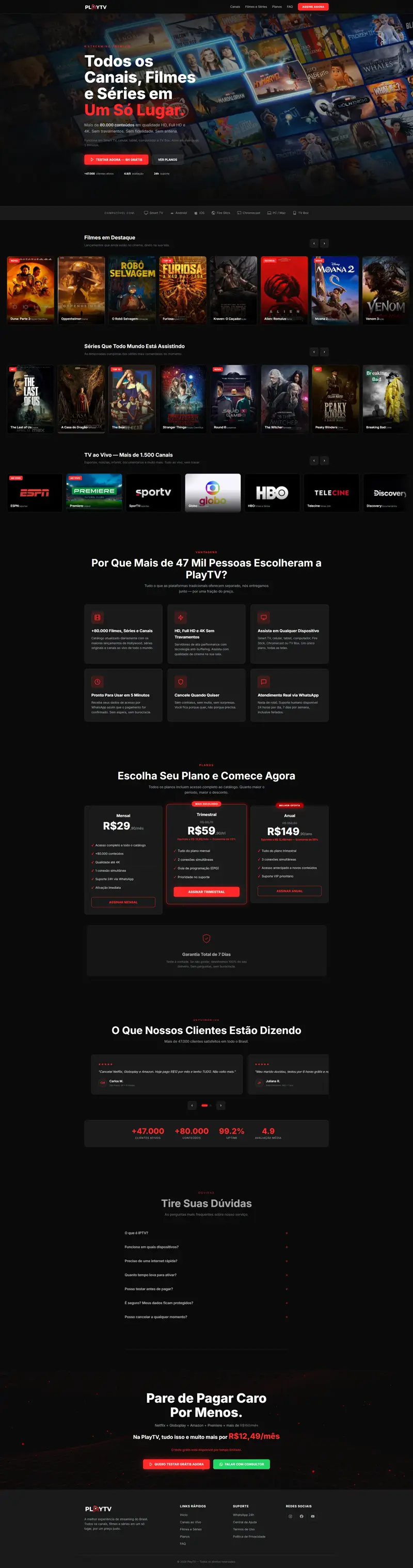 Landing page PlayTV IPTV